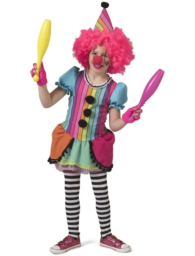 Kinderkostuum Rainbow Clown Meisje - Maat 128