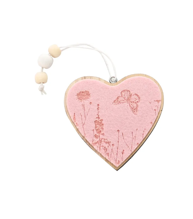 Decoratie vilt hangertje roze
