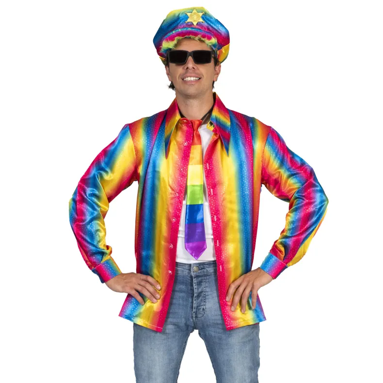 Pride Regenboog Disco hemd Heren - Maat 52/54