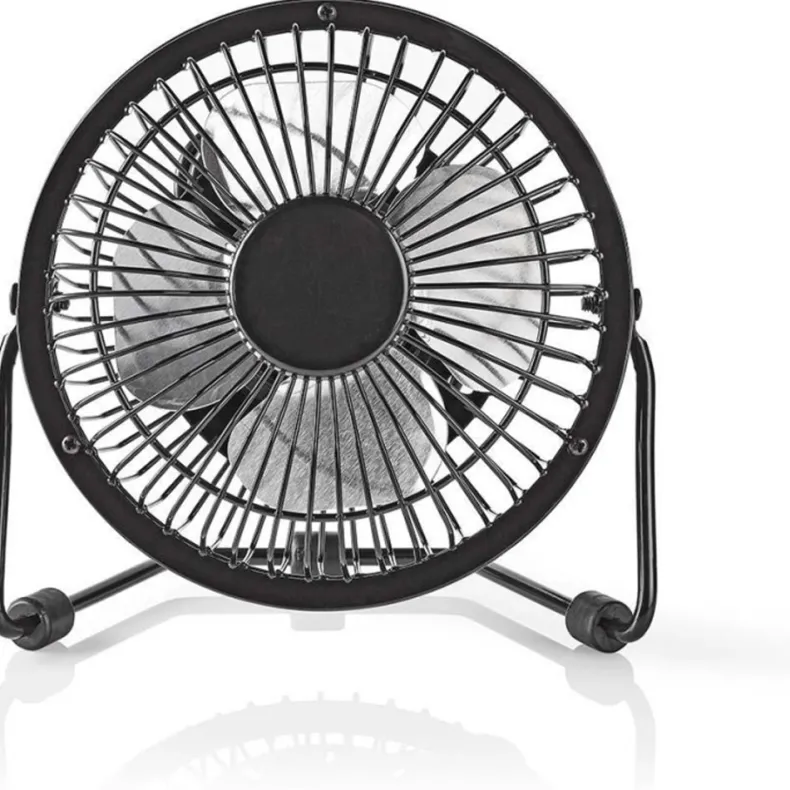 Metalen mini ventilator USB zwart 10 cm diameter