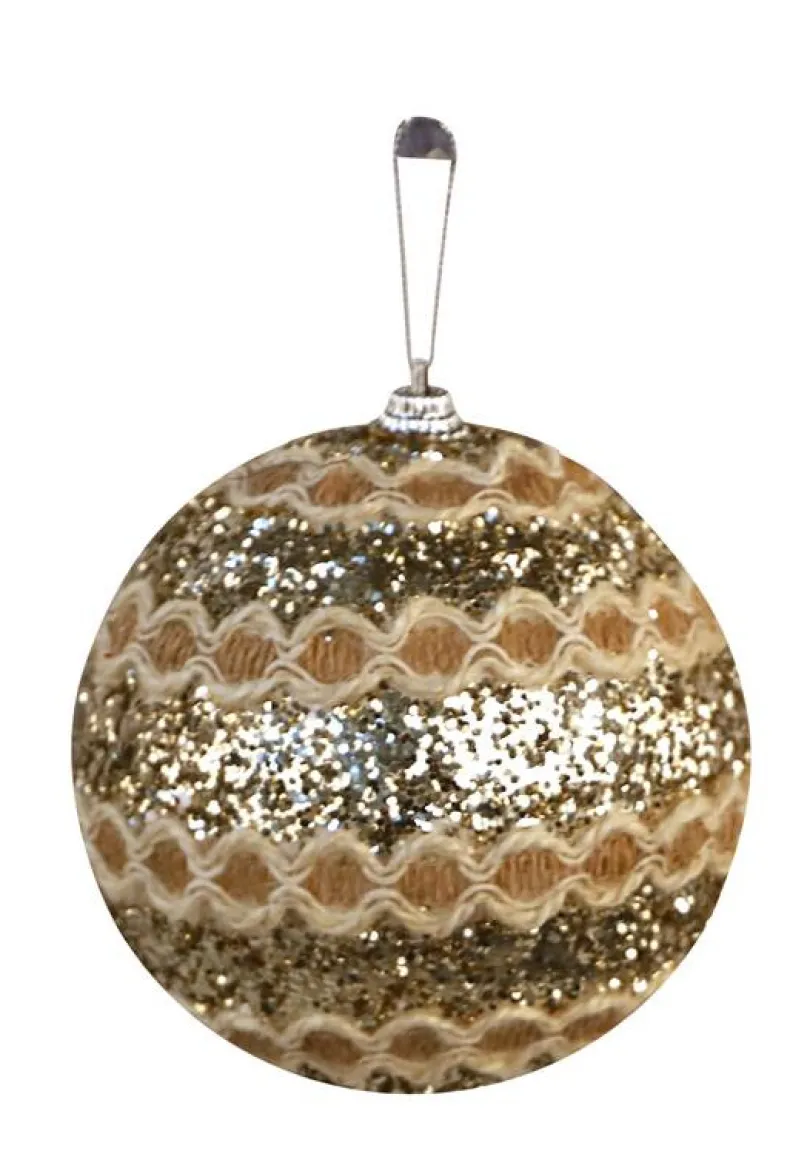 3x kerstbal ketting M champagne