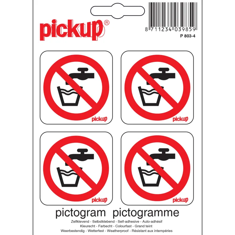 Pictogram geen drinkwater 10 x 10 cm