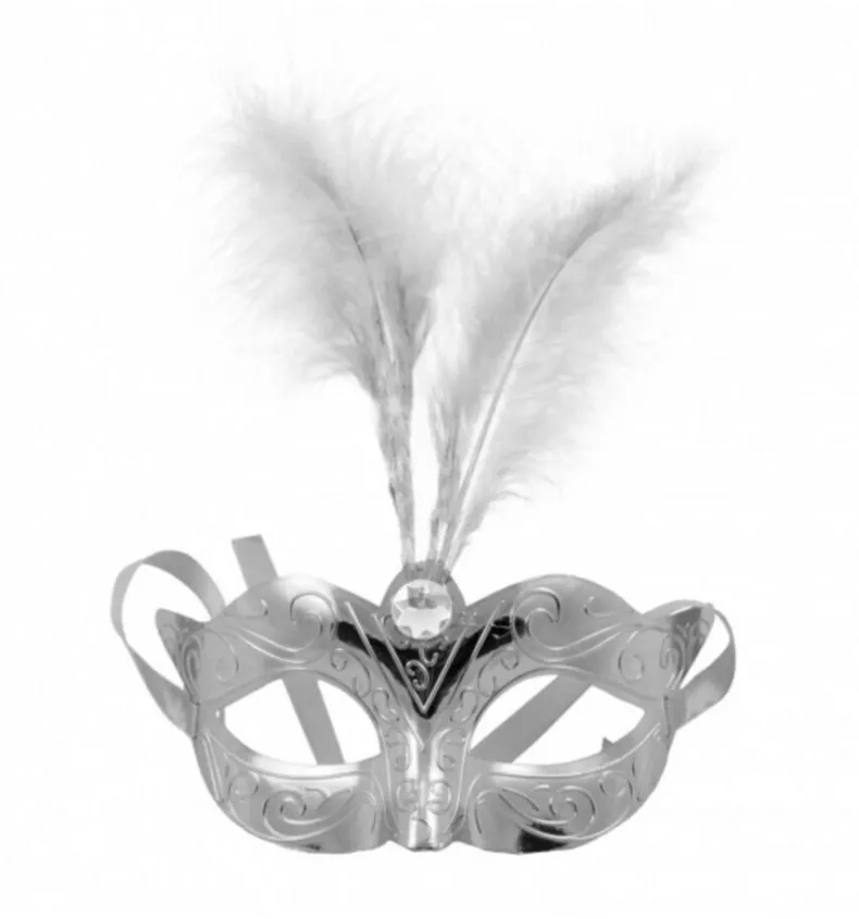 Oogmasker Loup Zilver Met Pluimen