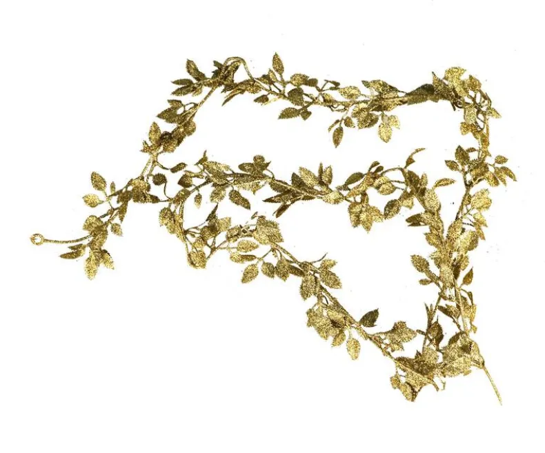 Slinger m/blaadjes goud 170cm