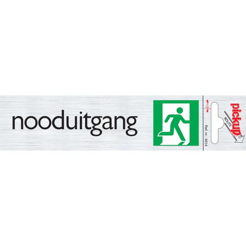 Pictogram nooduitgang aluminium 6,5 x 4,4 cm