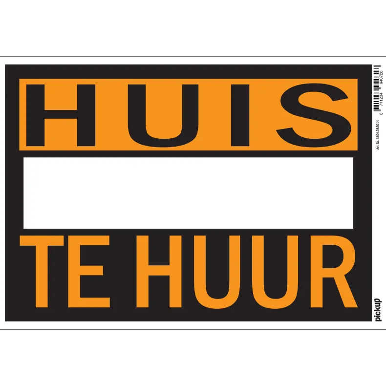 Pictogram huis te huur 23 x 33 cm