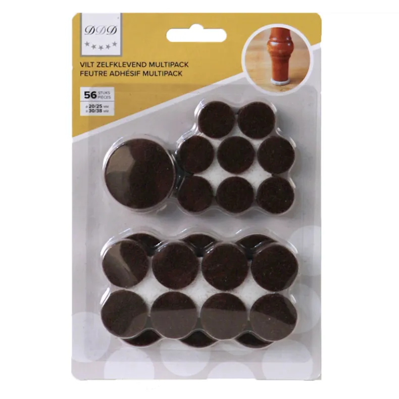 56 stuks zelfklevende vilt rond mix bruin