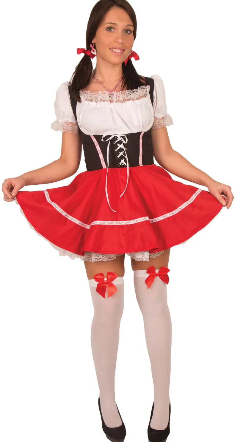 Dirndl Rode Rok en Zwarte Bustier - Maat 38