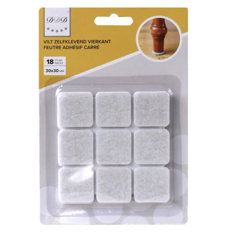 zelfklevend vilt vierkant30x30 mm wit 18 stuks