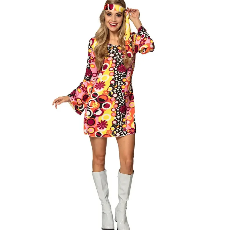 Verkleedjurk Groovy Hippie Girl - M
