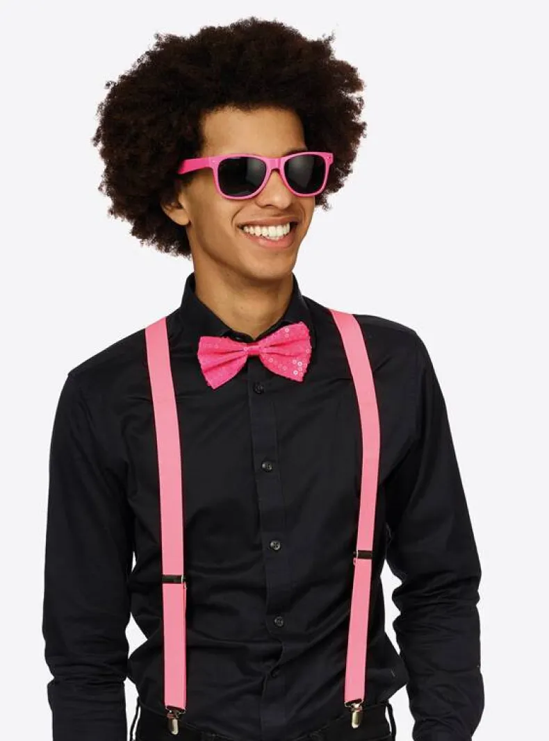 Set Neon Fuchsia - Bretellen + Strik + Bril