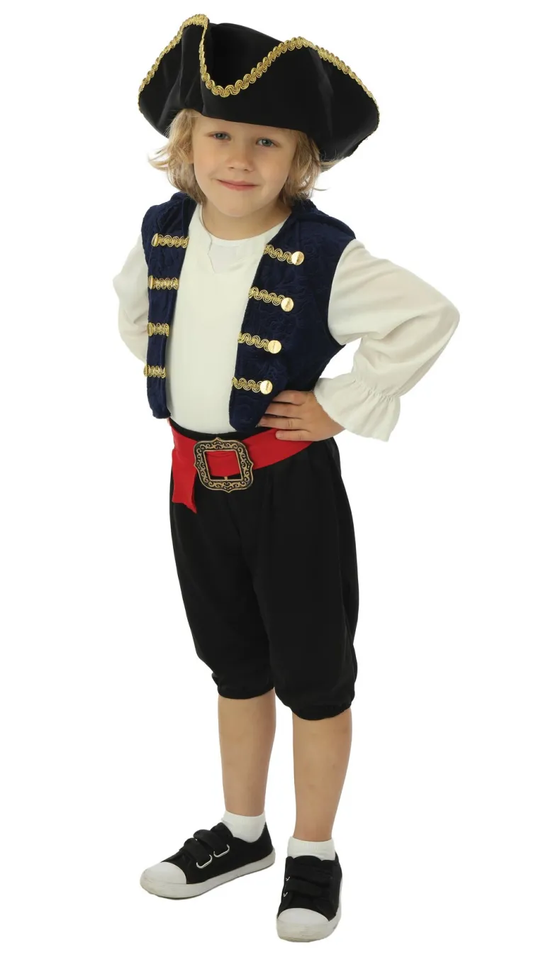 Kinderkostuum piraat met hoed jongen- 3 delig - Blauw - 10-12 jaar