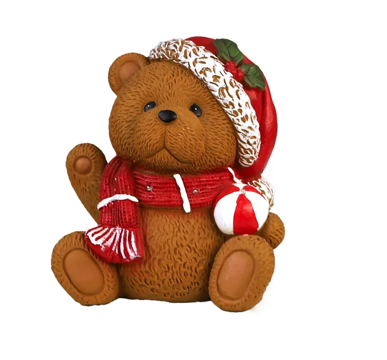 Beer kerstbeeld bal met LED licht 29cm