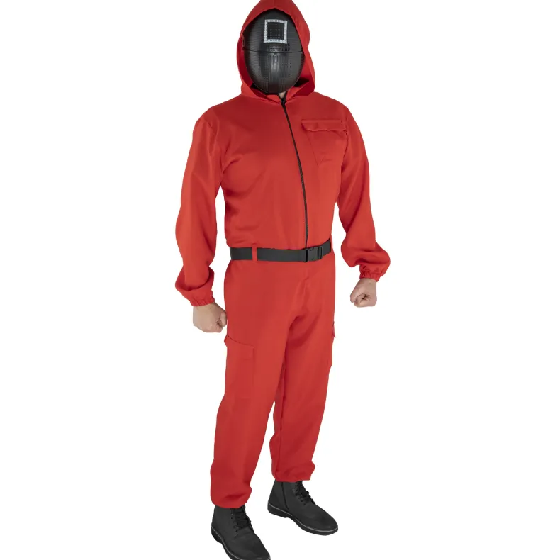 Kostuum Squid Game rood pak + masker