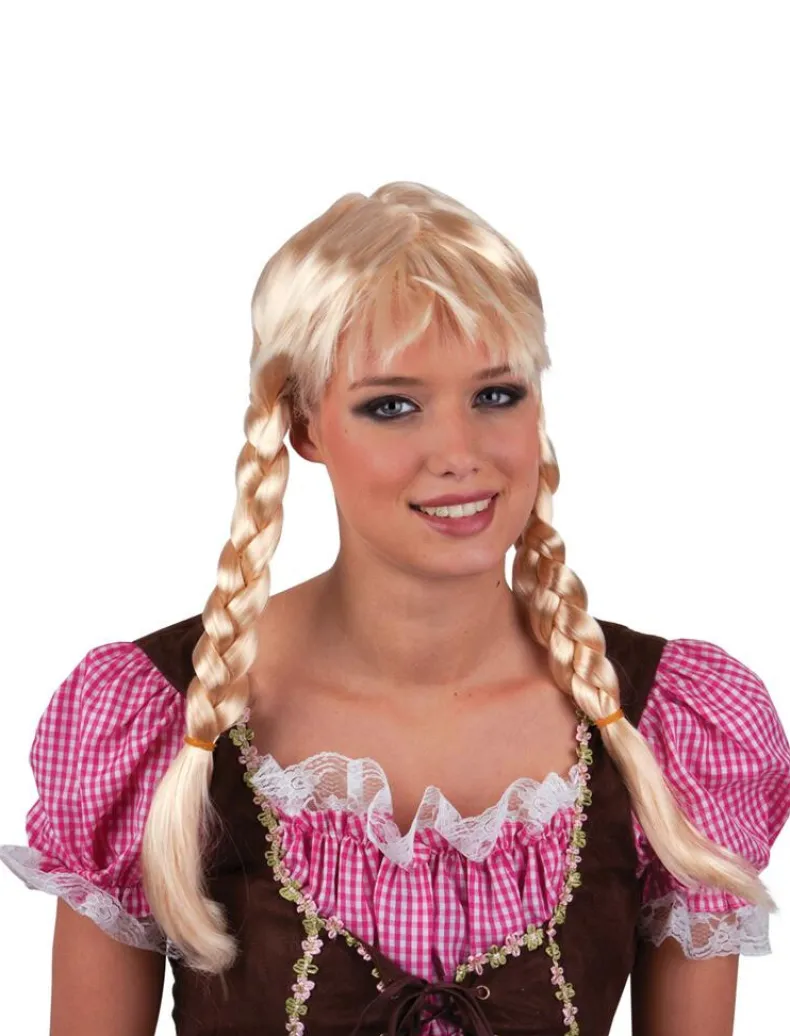 Blonde Pruik Heidi met vlechtjes