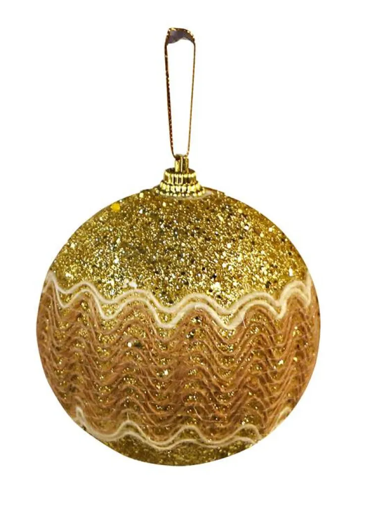 3x kerstbal strass M champagne