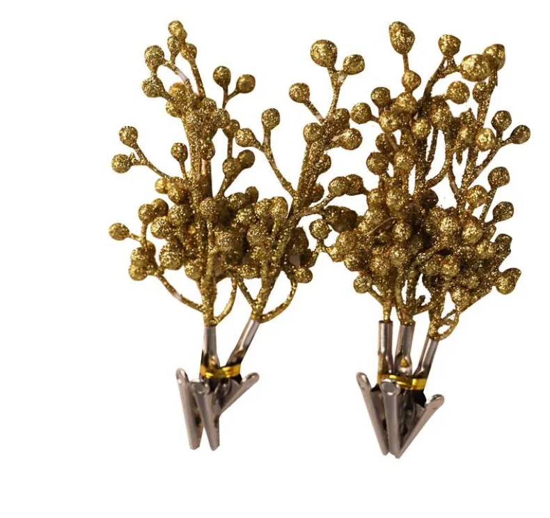 6x kersttak+speld glitter goud