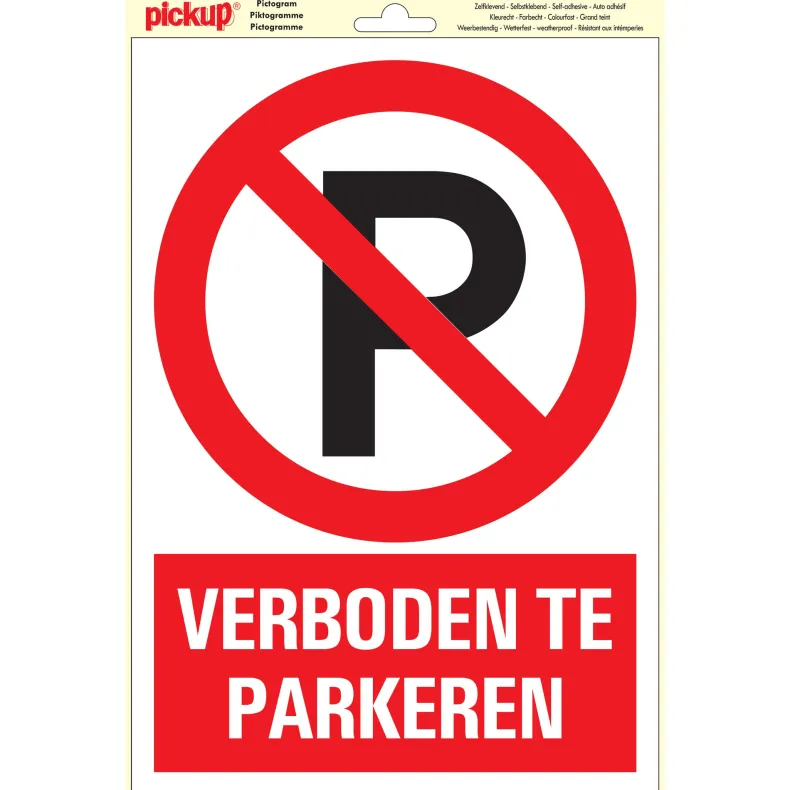 Pictogram verboden parkeren vinyl 23 x 33 cm