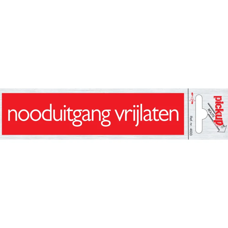 Pictogram nooduitgang vrijlaten aluminium 16,5 x 4,4 cm