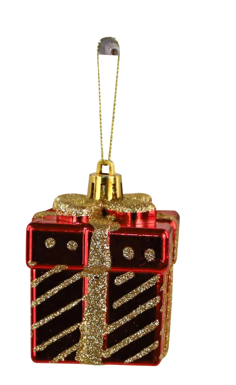 4x kerstornament pakjes rood