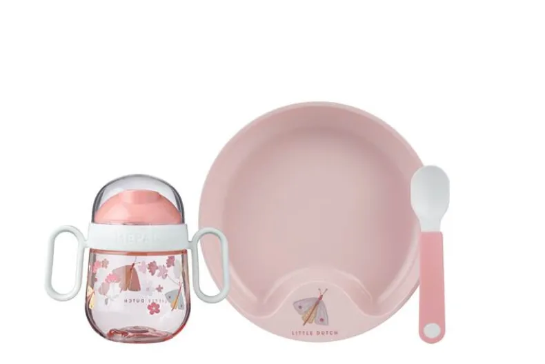 3 delig babyservies Flowers & Butterflies