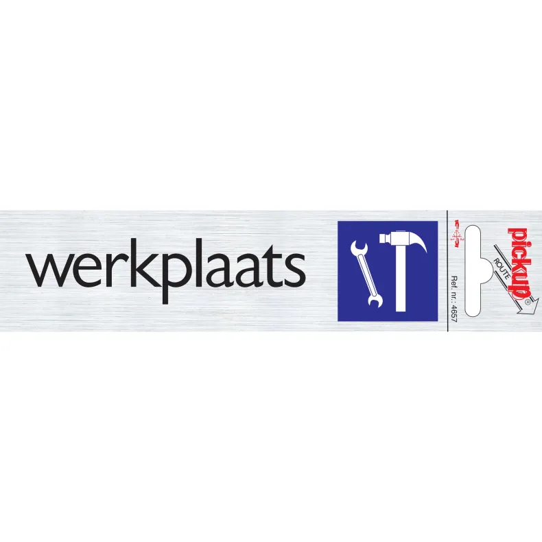 Pictogram werkplaats aluminium 16,5 x 4,4 cm