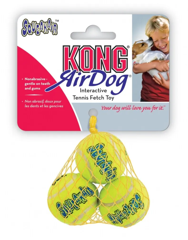 Air dog sqeaker tennis ball geel 3 stuks