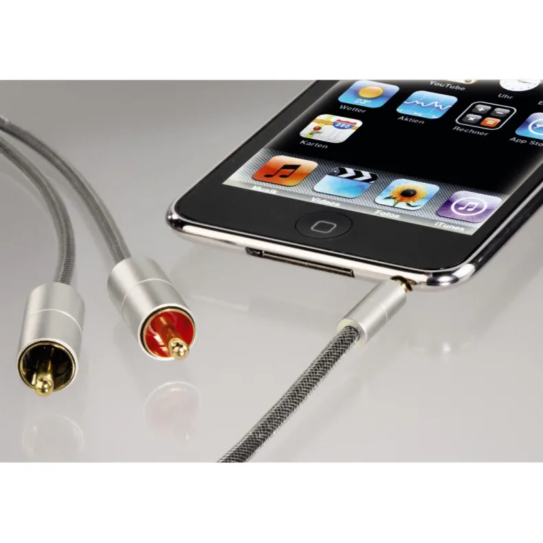 Audiokabel 3,5 jack - 2 rca aluline 1 m