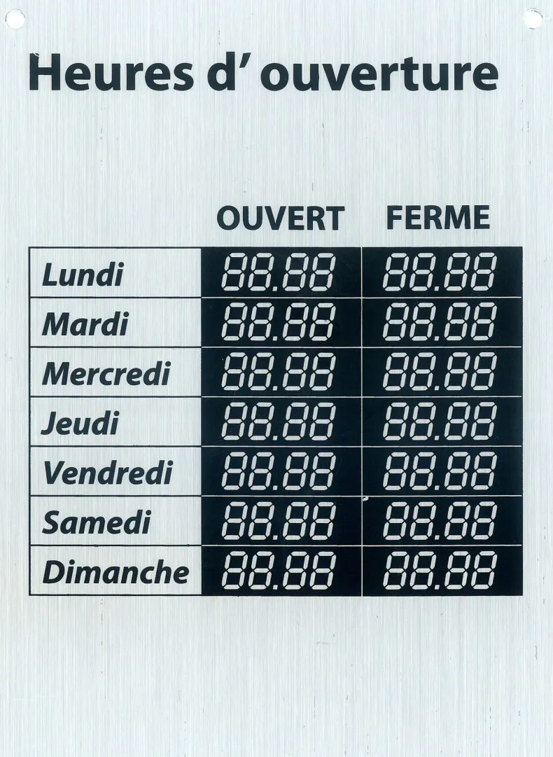Pictogram heures d'ouverture 17 x 12,5 cm