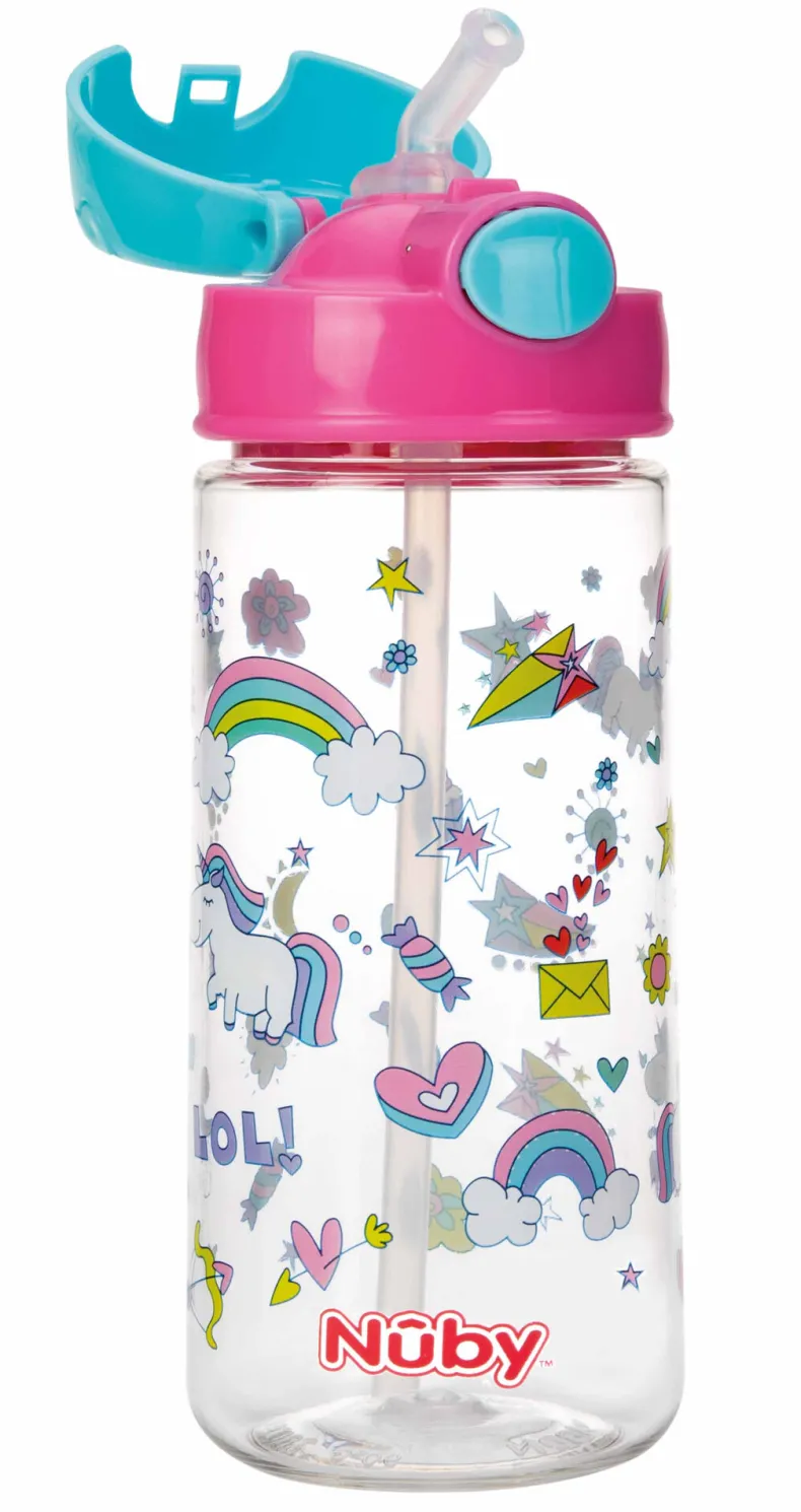 Beker met rietje Tritan 540ml roze