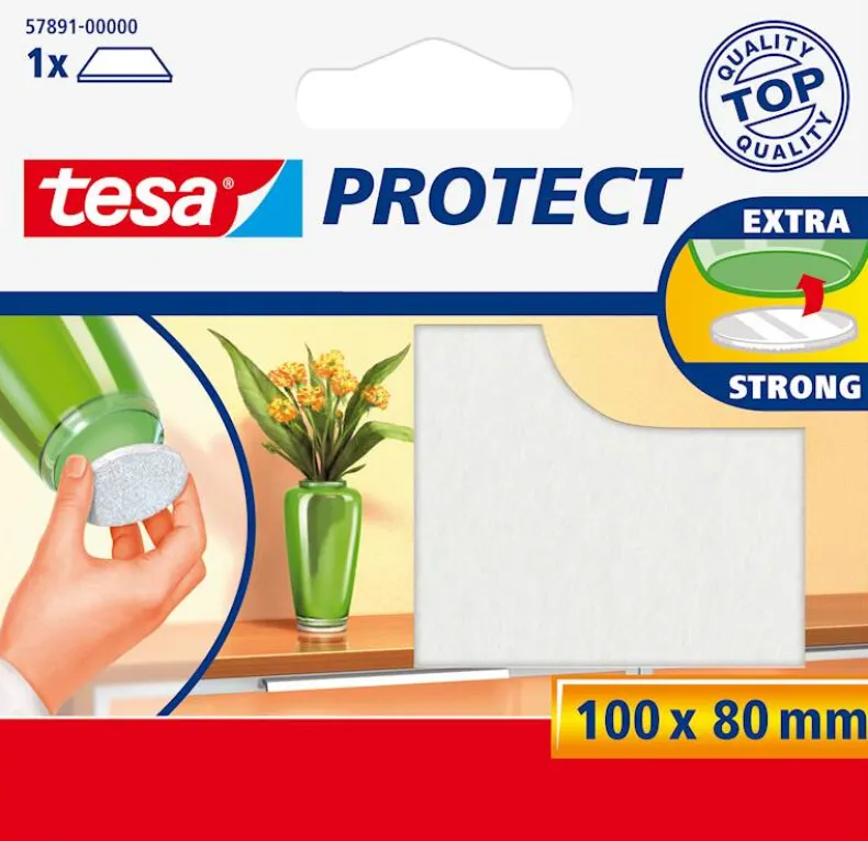 Beschermvilt rechthoekig 100 mm x 80 mm wit