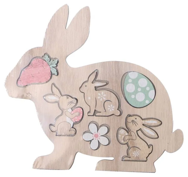 Decoratie houten paashaas figuurtjes