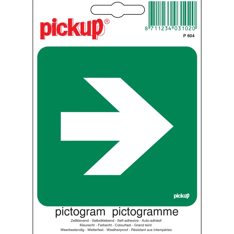 Pictogram vluchtweg rechts 10 x 10 cm