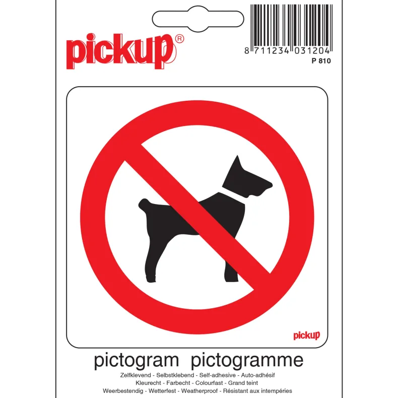 Pictogram verbod honden 10 x 10 cm