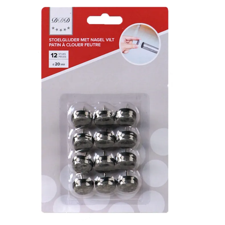 stoelglijder 20 mm wit 12 stuks