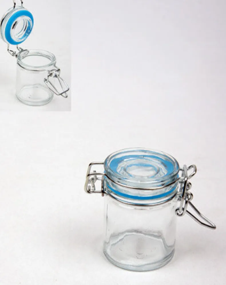 Cilinder transparant blauw 6 cm