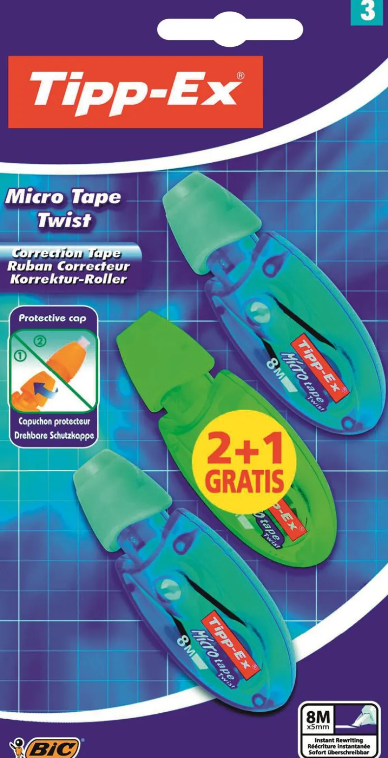 Correctietape Tipp-Ex Micro Tape Twist 2 + 1 gratis