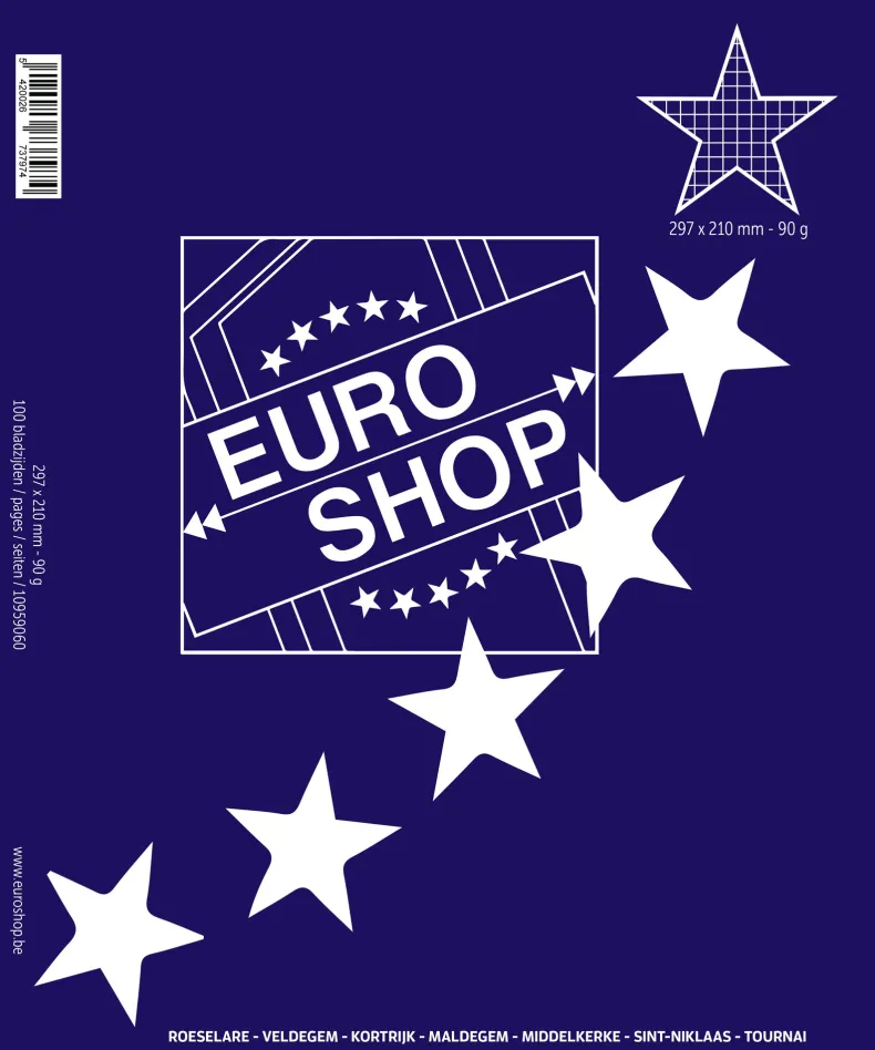 Cursusblok A4 vierkant geruit 90g - 5 stuks