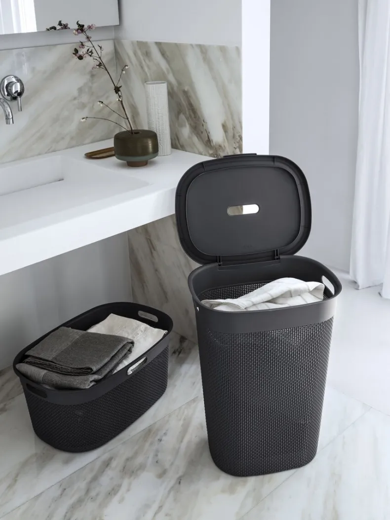 Curver Filo Wasmand met deksel - Antraciet - 55L