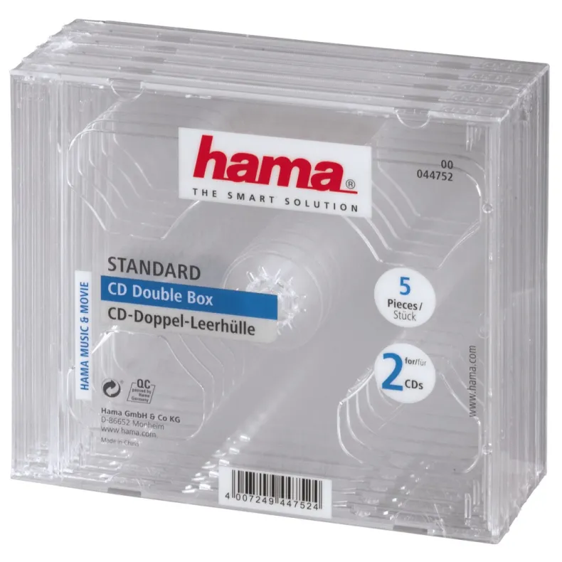 Dubbel cd box transparant 5 stuks