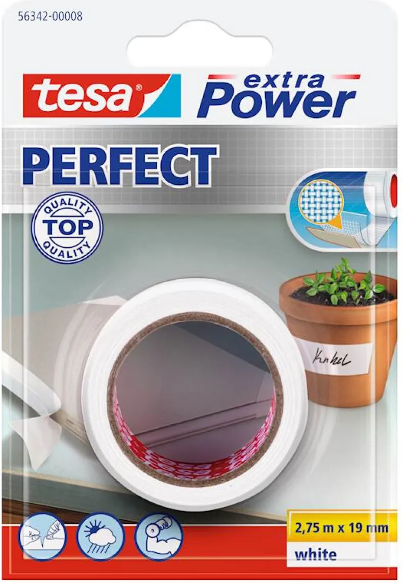 Duct tape 2,75 m x 19 mm wit