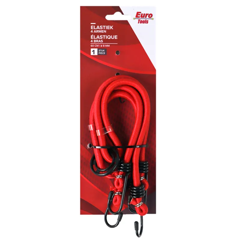 Elastiek 4 armen 8 mm x 60 cm rood