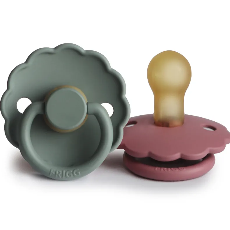 Fopspeen Daisy Latex Dusty Rose/Lily Pad T2 (2 stuks)