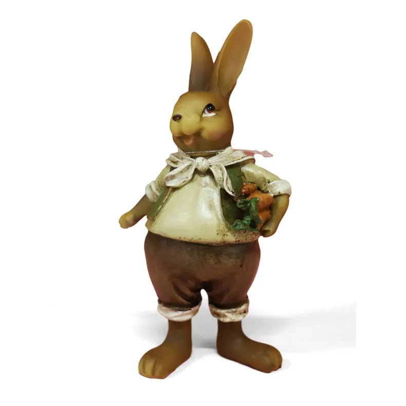 Decoratieve paashaas met wortel 18,5 cm