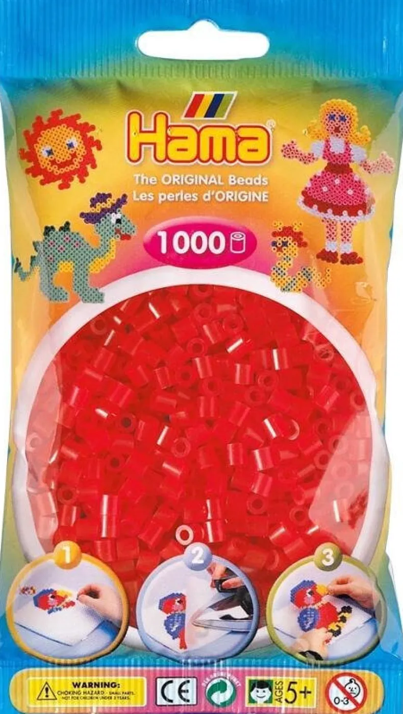 Hama strijkparels 1000st transparant rood
