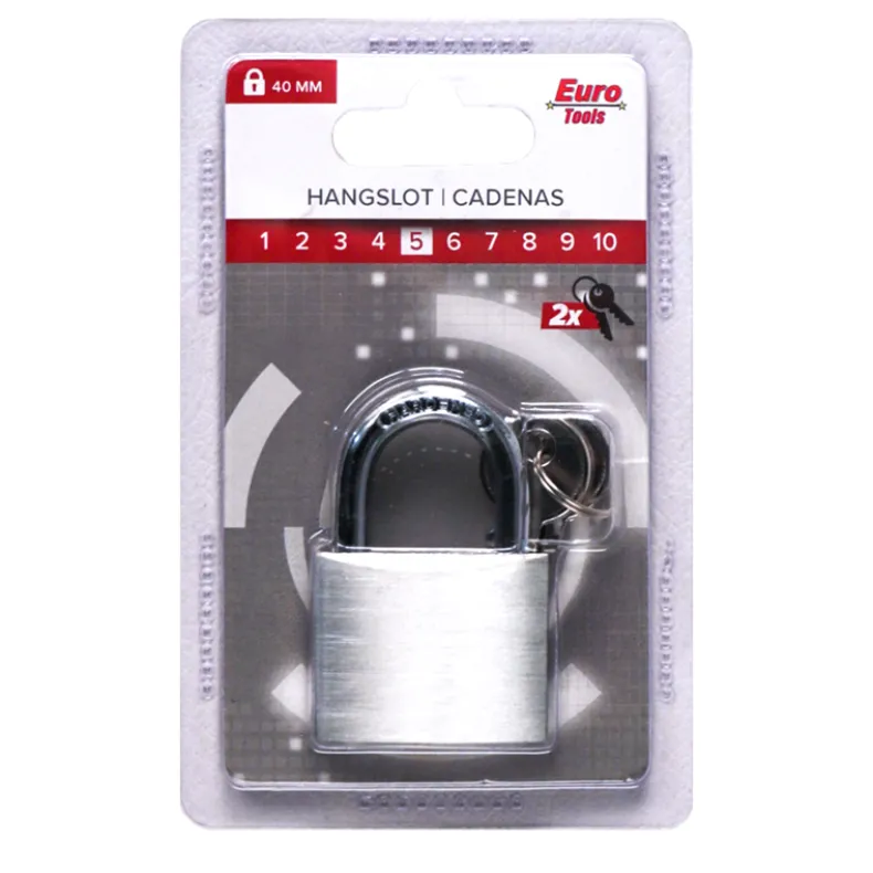 Hangslot 40 mm grijs + 2 sleutels