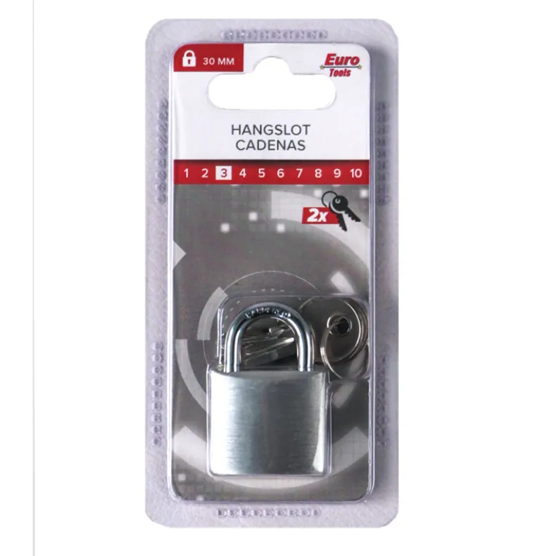 hangslot 30 mm grijs + 2 sleutels