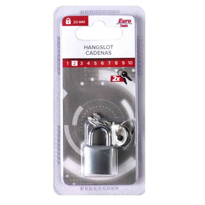 Hangslot 20 mm grijs + 2 sleutel