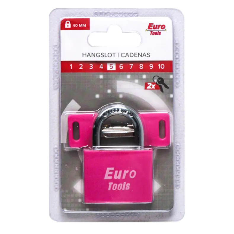 Hangslot 40 mm roze + 2 sleutels