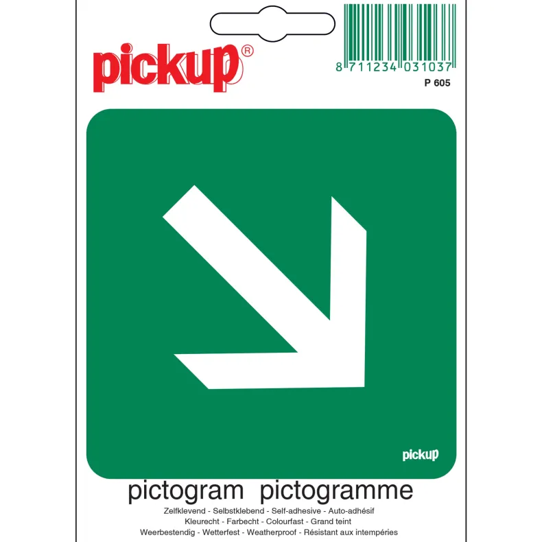 Pictogram vluchtweg schuin 10 x 10 cm